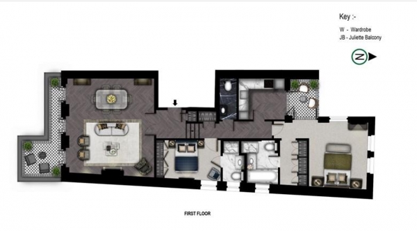 Floor Plan Image for 2 Bedroom Apartment to Rent in Prince Of Wales Terrace, London