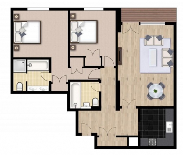 Floor Plan Image for 2 Bedroom Apartment to Rent in Westferry Circus, Circus Apartments, Canary Wharf