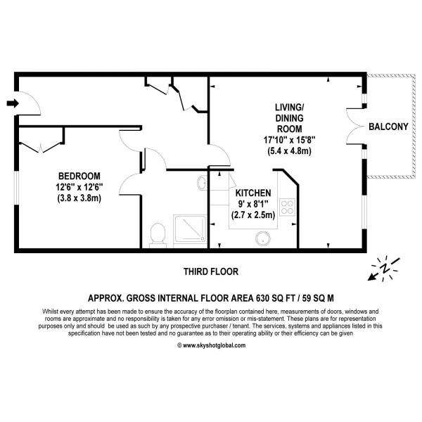 Floor Plan Image for 1 Bedroom Retirement Property for Sale in Cedar Lodge, Lynwood Village