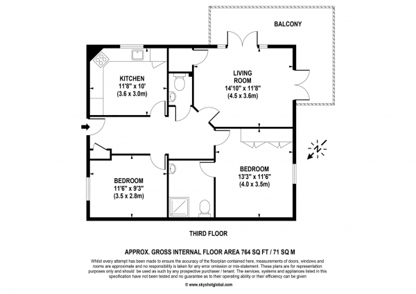 Floor Plan Image for 2 Bedroom Retirement Property for Sale in Lynwood Village, Ascot