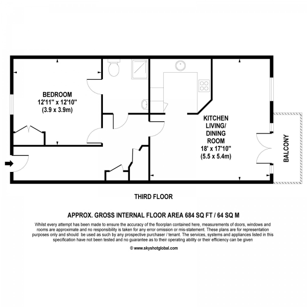 Floor Plan Image for 1 Bedroom Retirement Property for Sale in Lynwood Village, Ascot