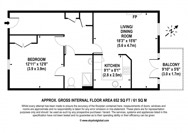 Floor Plan Image for 1 Bedroom Retirement Property for Sale in Lynwood Village, Ascot