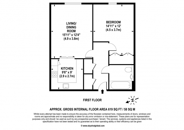 Floor Plan Image for 1 Bedroom Retirement Property for Sale in The Ambassador, Sunningdale