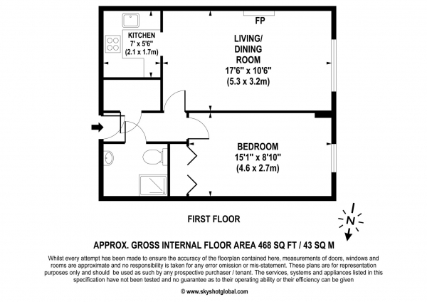 Floor Plan Image for 1 Bedroom Retirement Property for Sale in Winterbourne Court, Bracknell