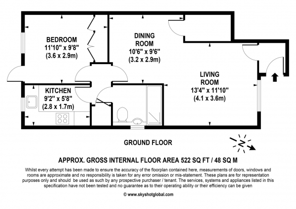 Floor Plan Image for 1 Bedroom Retirement Property for Sale in Manor Farm Court, Egham