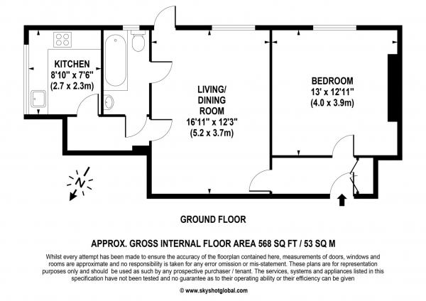 Floor Plan Image for 1 Bedroom Apartment for Sale in Clarefield Court, Ascot