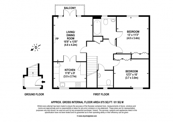 Floor Plan Image for 2 Bedroom Retirement Property for Sale in Elm Court, Hampshire Lakes