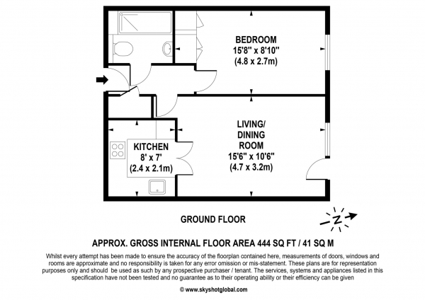 Floor Plan Image for 1 Bedroom Retirement Property for Sale in The Meads, Windsor