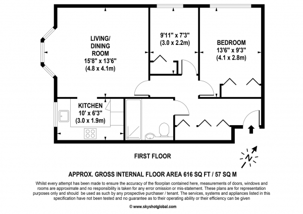 Floor Plan Image for 2 Bedroom Apartment for Sale in The Lodge, Egham