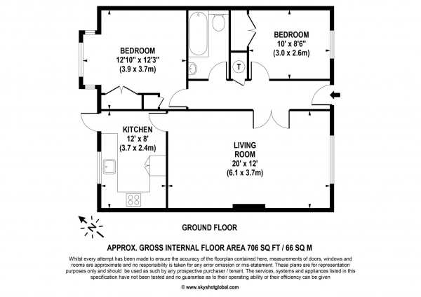 Floor Plan Image for 2 Bedroom Retirement Property for Sale in Meridian Court, Ascot