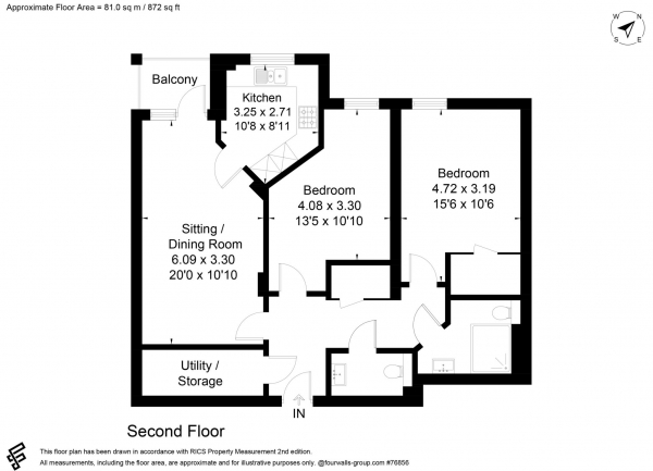 Floor Plan Image for 2 Bedroom Retirement Property to Rent in Augustus House, Virginia Water