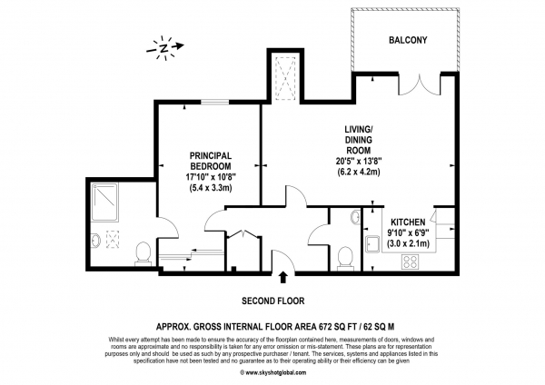 Floor Plan Image for 1 Bedroom Retirement Property for Sale in Keble Court, Fleet