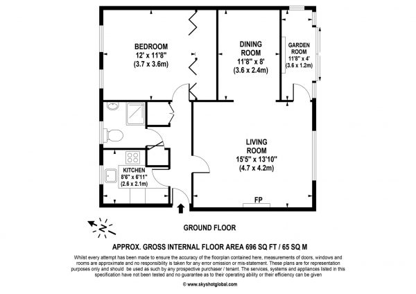 Floor Plan Image for 1 Bedroom Retirement Property for Sale in This well presented, well proportioned one/two bedroom ground floor apartment set within beautifully manicured grounds.