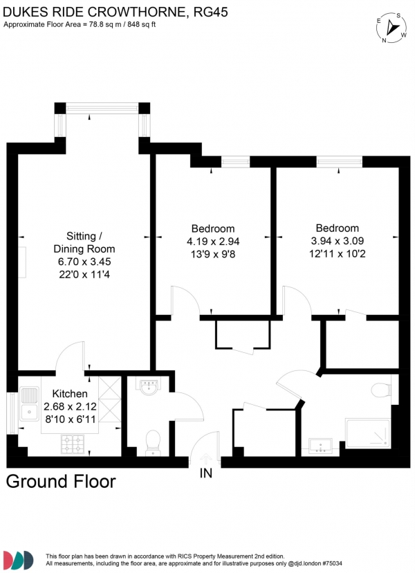 Floor Plan Image for 2 Bedroom Retirement Property for Sale in Birch Place, Dukes Ride