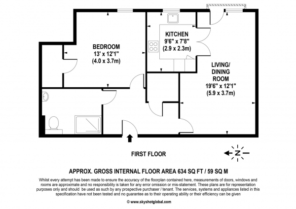 Floor Plan Image for 1 Bedroom Retirement Property for Sale in Kings Place, Fleet