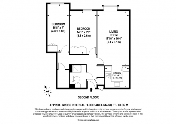 Floor Plan Image for 2 Bedroom Retirement Property for Sale in Oak Lodge, Crowthorne