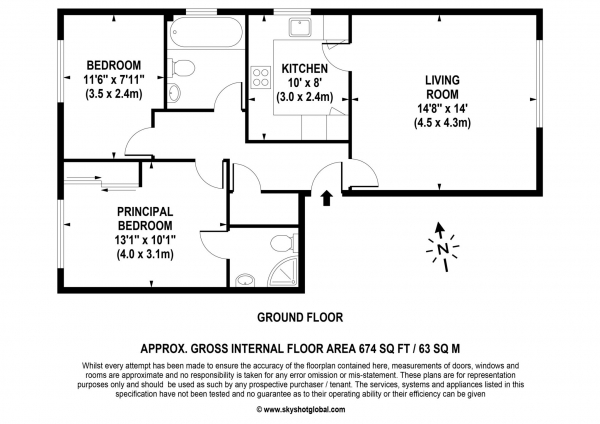 Floor Plan Image for 2 Bedroom Apartment for Sale in Albany Crescent, Esher