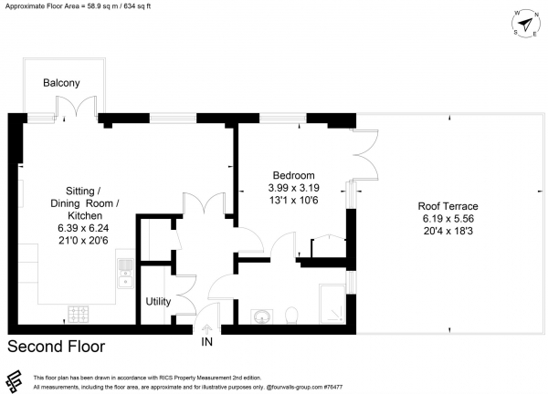 Floor Plan Image for 1 Bedroom Retirement Property for Sale in Austin Place, Weybridge