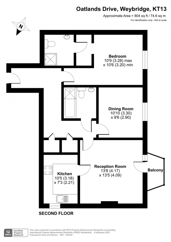 Floor Plan Image for 2 Bedroom Retirement Property for Sale in Elizabeth Court, Weybridge