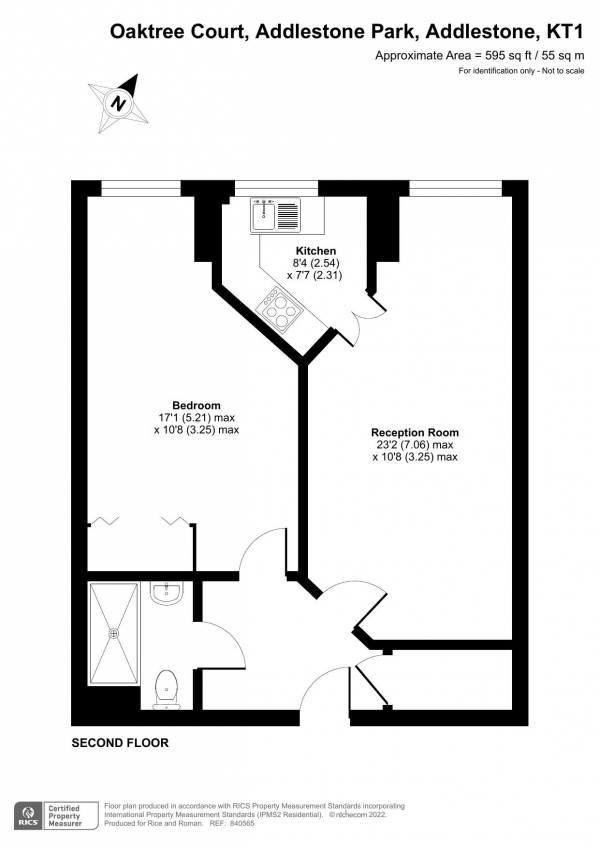 Floor Plan Image for 1 Bedroom Retirement Property to Rent in Addlestone Park, Addlestone