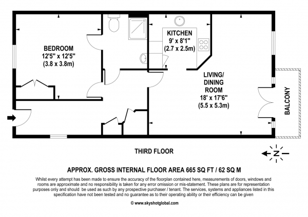 Floor Plan Image for 1 Bedroom Retirement Property for Sale in Lynwood Village, Ascot