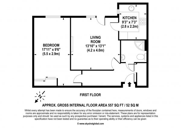 Floor Plan Image for 1 Bedroom Retirement Property for Sale in Gifford Lodge, Twickenham