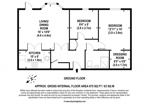Floor Plan for 2 Bedroom Retirement Property for Sale in Manor Place, Walton on Thames, KT12, 1AB -  &pound315,000