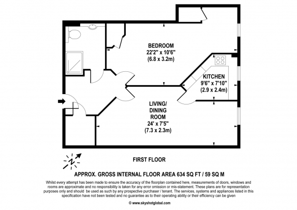 Floor Plan Image for 1 Bedroom Retirement Property for Sale in The Clockhouse, Guildford