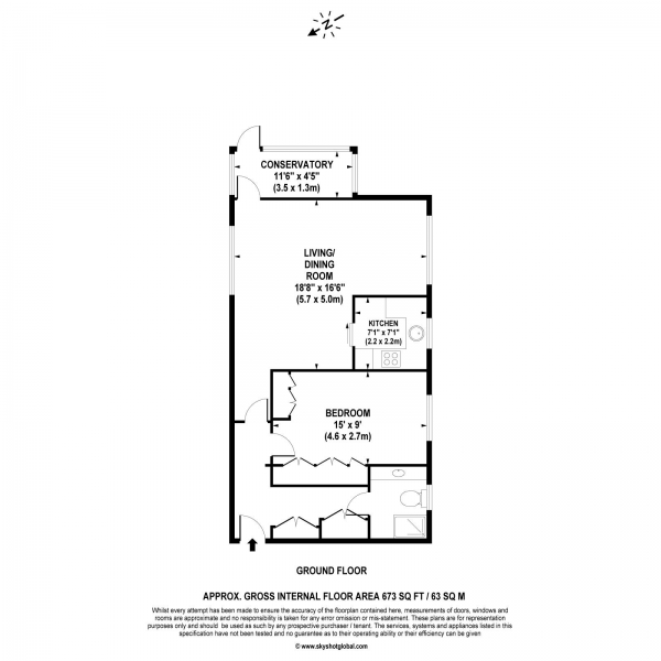 Floor Plan Image for 1 Bedroom Retirement Property for Sale in Gunters Mead, Copsem Lane, Esher