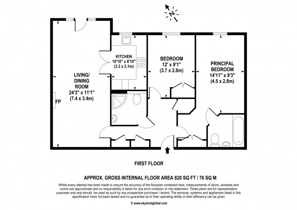 Floor Plan Image for 2 Bedroom Retirement Property for Sale in Pegasus Court, Leatherhead