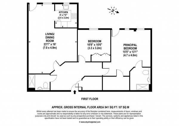 Floor Plan for 2 Bedroom Retirement Property for Sale in Holly Place, Cobham, KT11, 3EB -  &pound695,000