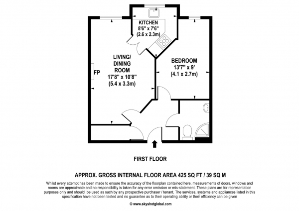 Floor Plan Image for 1 Bedroom Retirement Property for Sale in Manor Road North, Esher