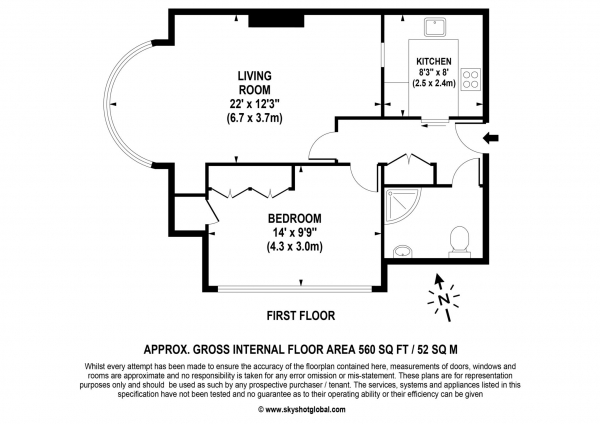 Floor Plan Image for 1 Bedroom Retirement Property for Sale in Gunters Mead, Esher