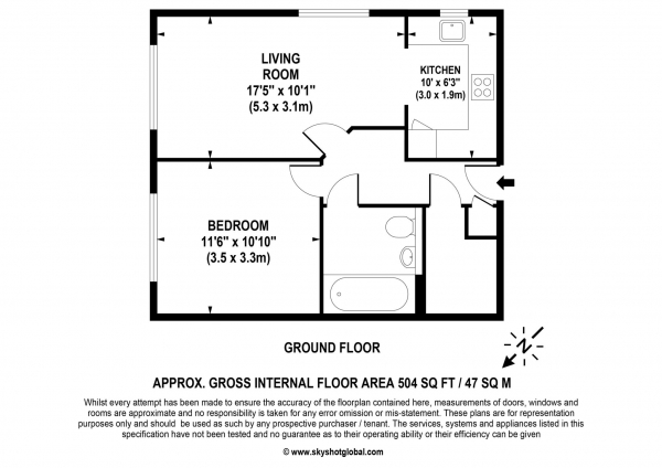 Floor Plan Image for 1 Bedroom Retirement Property for Sale in The Firs, Claygate