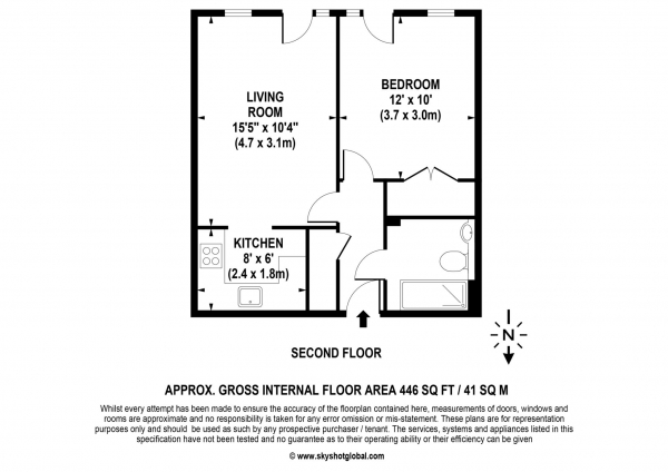 Floor Plan Image for 1 Bedroom Retirement Property for Sale in Northumbria Court, Richmond