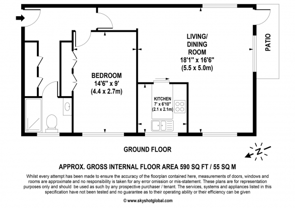 Floor Plan Image for 1 Bedroom Retirement Property for Sale in Copsem Lane, Esher