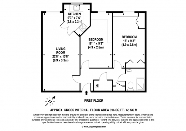 Floor Plan Image for 2 Bedroom Retirement Property for Sale in Manor Road North, Hinchley Wood