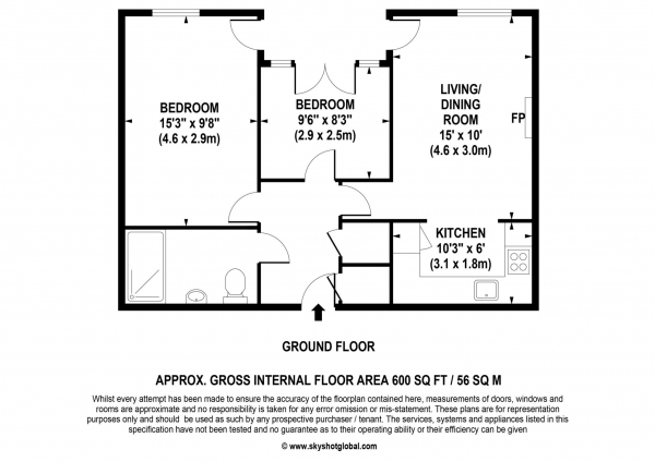 Floor Plan Image for 2 Bedroom Retirement Property for Sale in Northumbria Court, Richmond