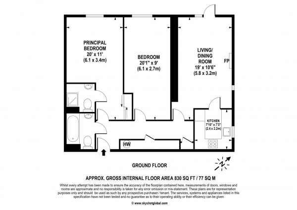 Floor Plan Image for 2 Bedroom Retirement Property for Sale in Gifford Lodge, Twickenham