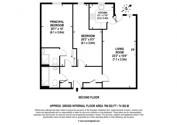 Floor Plan Image for 2 Bedroom Retirement Property for Sale in Gifford Lodge, Twickenham