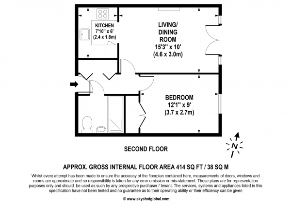 Floor Plan Image for 1 Bedroom Retirement Property for Sale in Northumbria Court, Richmond