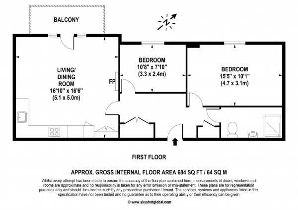 Floor Plan Image for 2 Bedroom Retirement Property for Sale in Austin Place, Weybridge