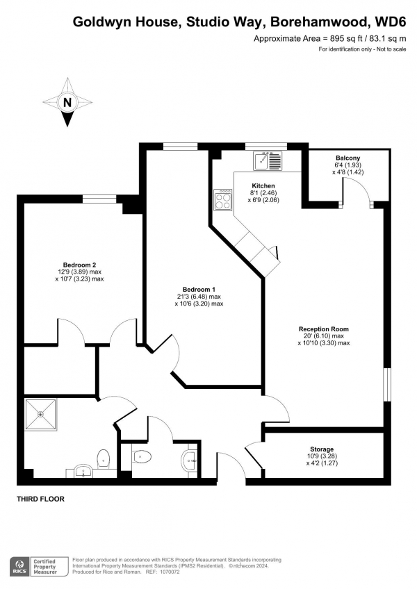 Floor Plan Image for 2 Bedroom Apartment for Sale in Goldwyn House, Borehamwood