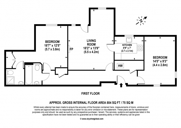 Floor Plan Image for 2 Bedroom Retirement Property for Sale in Gifford Lodge, Twickenham