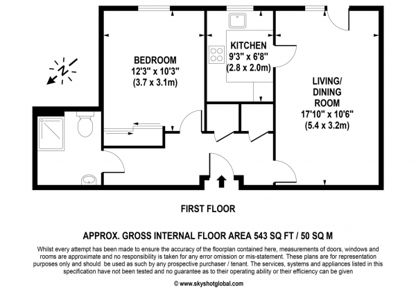 Floor Plan Image for 1 Bedroom Retirement Property for Sale in Emmeline Lodge, Leatherhead