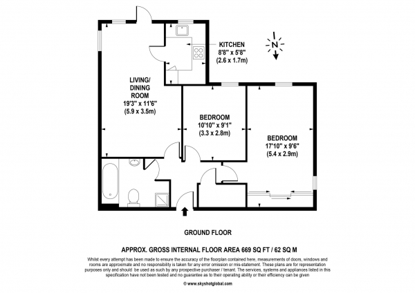 Floor Plan Image for 2 Bedroom Retirement Property for Sale in Dial Stone Court, Weybridge