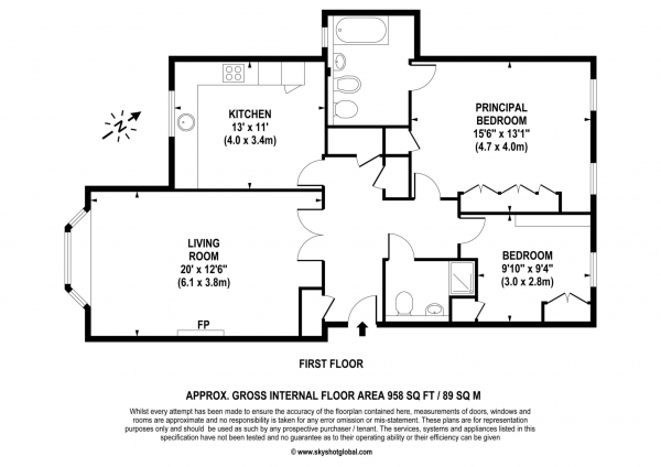 Floor Plan Image for 2 Bedroom Retirement Property for Sale in Fairlawn, Weybridge