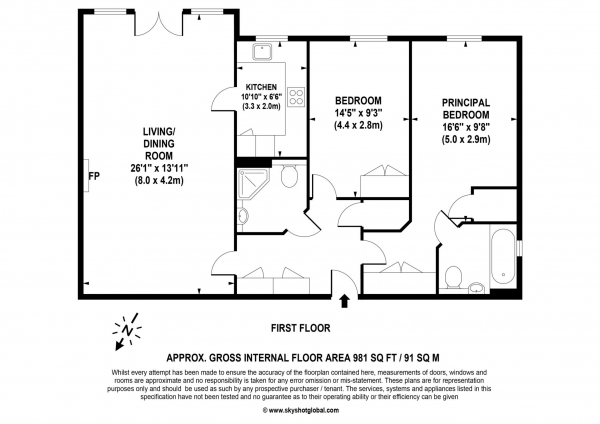 Floor Plan Image for 2 Bedroom Retirement Property for Sale in Pegasus Court, Leatherhead