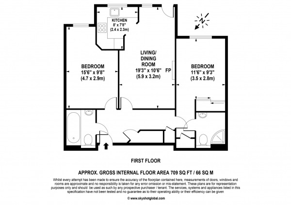 Floor Plan Image for 2 Bedroom Retirement Property for Sale in Headley Lodge, Ashtead