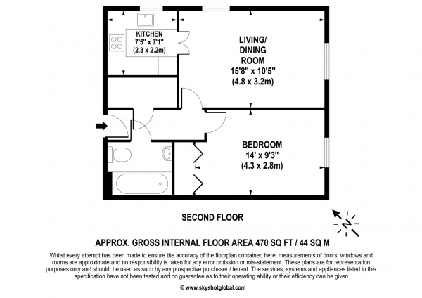 Floor Plan Image for 1 Bedroom Retirement Property for Sale in Saddlers Court, Epsom